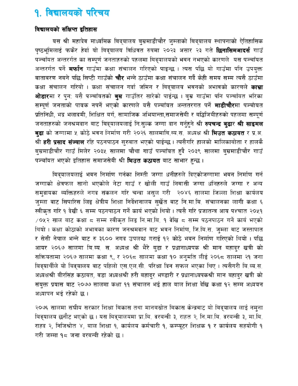 बिद्यालयकाे बारेमा जानकारी